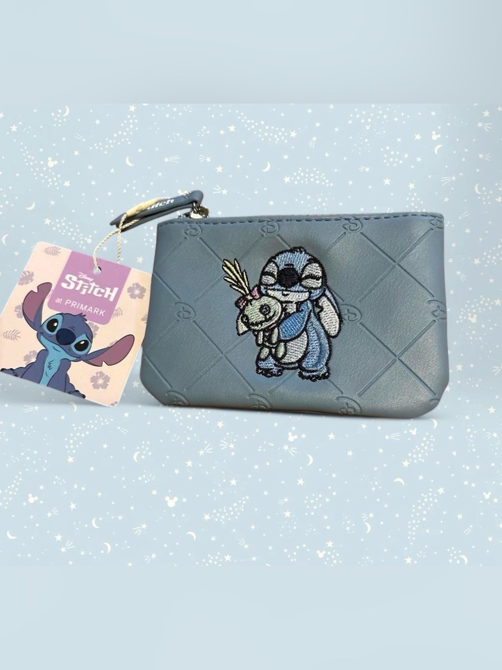 Disney Primark Stitch and Scrump Embroidered and Embossed Cardholder Wallet Blue